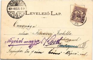 1901 Selmecbánya, Schemnitz, Banská Stiavnica; Fő tér, Singer Ignác üzlete, piac. Joerges kiadása / ...