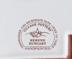 Herend village pottery fenyő mintás tál. Kézzel festett, jelzett, hibátlan 21x20 cm