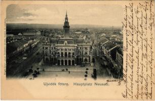 1900 Újvidék, Novi Sad; Fő tér, városháza. Singer József udvari fényképész kiadása / main square, town hall (EK)