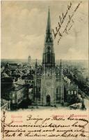 1901 Újvidék, Novi Sad; Fő utca, templom / Hauptstrasse / main street, church