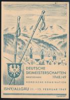 Württemberg. German Ski Championship postcard with stamps and casual cancellation Württemberg. Német...