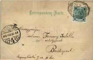 1902 Semmering, Bahn, Hotel Panhans. gegen das Licht halten / railway viaduct, train, locomotive. Ar...