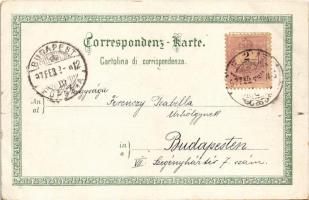 1897 (Vorläufer!) Abbazia, Opatija; Hotel Stefanie, Hotel Quarnero, Partie an der Küste, Palmengrupp...