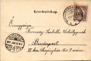 1901 Máramarossziget, Sighetu Marmatiei; Fő tér, Sugatagi János üzlete, piac. Mayer és Berger kiadás...