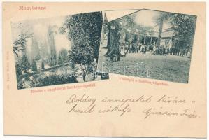 1900 Nagybánya, Baia Mare; Széchenyi liget, vendéglő. Molnár Mihály kiadása / park, restaurant