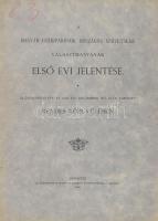 1903 A Magyar Gyáriparosok Országos Szövetsége választmányának első évi jelentése. Előterjesztetett az 1903. évi deczember hó 13-án tartott rendes közgyűlésen. Bp., 1903, Athenaeum-ny., 97+(1) p. Kiadói papírkötés, a gerincen kis sérüléssel, az utolsó lap javított.