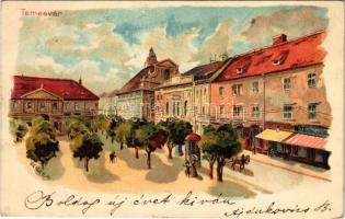 Temesvár, Timisoara; Kunstanstalt Kosmos Art Nouveau, litho s: Geiger R. (EK)