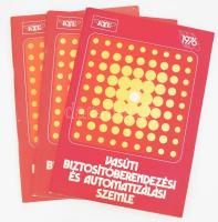 1976-82 Vasúti biztosítóberendezési és automatizálási szemle 3 száma: 1976, 1977 és 1982 (február). Kiadói papírkötés, 1976 sz. első néhány oldalán kisebb folttal