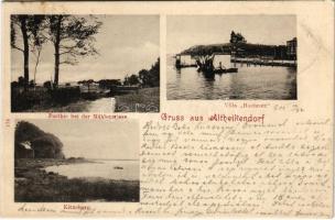 1901 Heikendorf, Altheikendorf ; Parthie bei der Mühlenwiese, Kitzeberg, Villa Hochrott / floating ship mills (fl)