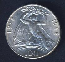 Csehszlovákia 1948. 100K Ag "Függetlenség" T:2