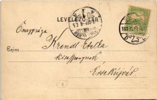 1903 Budapest XIII. Margitszigeti kikötő, túloldalon a Lukács fürdő, gőzhajó. Divald Károly 42