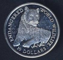 Cook szigetek 1990. 10$ Ag "Veszélyeztetett állatvilág-tigris" T:PP Csak 25.000db!