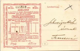 Budapest V. Országház. Hátoldalon sorsjegy a Szegény gyermekpoliklinika javára