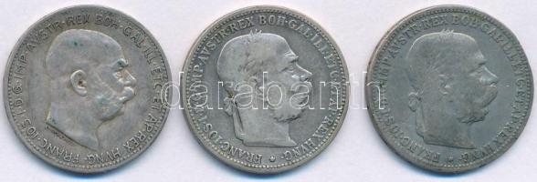 Ausztria 1893-1912. 1K Ag "Ferenc József" (3xklf) T:F-VF patina Austria 1893-1912. 1 Coron...