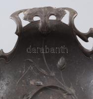 Szecessziós ón kínáló. Kopott, kis horpadással, 35x18 cm