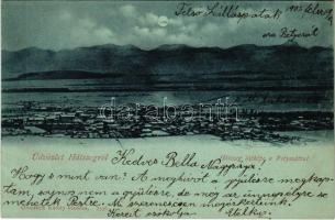 1901 Hátszeg, Hateg; látkép a Retyezáttal. Groszeck Károly kiadása / general view
