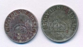 1939. 10f Cu-Ni + 1940. 20f Cu-Ni T:XF,VF patina, fo. 
Adamo P3, P4