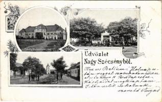 1901 Nagyszécsény, Szécsény (Nógrád); Pulszky kastély déli része, Haynald kapu, Fő utca. Art Nouveau, floral (EK)