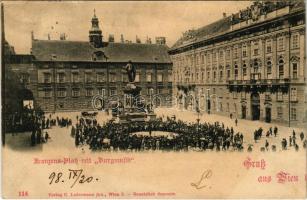 1898 (Vorläufer) Wien, Vienna, Bécs I. Franzens Platz mit Burgmusik (wet corner)