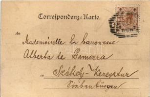 1898 (Vorläufer) Wien, Vienna, Bécs I. Franzens Platz mit Burgmusik (wet corner)