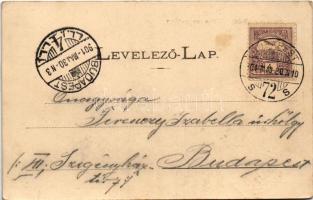 1901 Budapest IX. Ferenc körút, villamos. Fénynyomat Divald műintézetéből (EK)