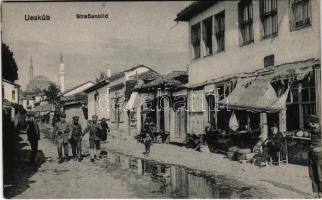 Skopje, Üsküb; Strassenbild / street, shops, soldiers