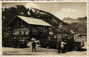 1934 Grimselpasshöhe, Totensee, Cafe Restaurant Alpenrösli, autobuses (fl)