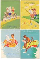 4 db MODERN Totó-lottó magyar reklám propaganda képeslap / 4 modern Hungarian lottery advertisement postcards