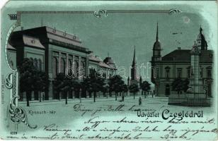 1900 Cegléd, Kossuth tér, városháza. Sebők Béla kiadása. Art Nouveau, floral, litho (EM)