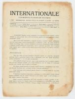 1919 Internationale. Tudományos és irodalmi folyóirat. Szer.: Hevesi Gyula és Komját Aladár. I. évf. 1-2. szám, 1919. jan. 1. Bp., Krausz J. és Társa, borító nélkül, foltos, a lapok egy részének sarkán hiánnyal, 32 p. Rendkívül ritka!