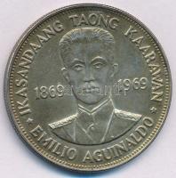 Fülöp-szigetek 1969. 1P Ag 100 éve született Aguinaldo T:AU patina Philippines 1969. 1 Piso Ag Centennial - Birth of Aguinaldo C:AU patina Krause KM#201