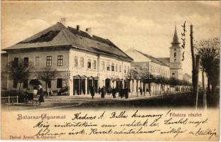 1899 (Vorläufer) Balassagyarmat, Fő utca, temlom, Magyar Király szálloda, étterem és kávéház. Darvai Ármin kiadása (EK)