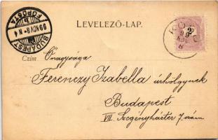 1899 (Vorläufer) Balassagyarmat, Fő utca, temlom, Magyar Király szálloda, étterem és kávéház. Darvai...