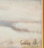 Gecse Árpád (1900-1999): Téli utca. Olaj, vászon. Jelzett. Dekoratív fakeretben. 50x60 cm