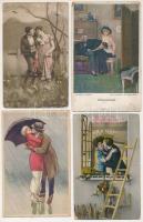16 db RÉGI zsáner motívum képeslap vegyes minőségben: szerelmes párok / 16 pre-1945 motive postcards in mixed quality: romantic couples in love