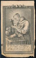cca 1790 Szent Mihályt ábrázoló rézmetszetű szentkép 8x14 cm