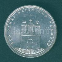 NSZK 1989J 10M Ag "800 éves a hamburgi kikötő" T:2 ph.