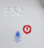 Hollóházi főnix mintás váza 18 cm és hamutál 17x17 cm. Kézzel festett, jelzett, apró kopással