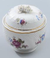 Hollóházi virág mintás váza 18 cm és bonbonniere 13 cm. Kézzel festett, jelzett, apró kopással