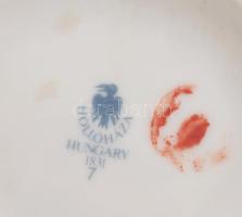 Hollóházi virág mintás váza 18 cm és bonbonniere 13 cm. Kézzel festett, jelzett, apró kopással