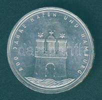 NSZK 1989J 10M Ag "800 éves a hamburgi kikötő" T:2 kis ph.