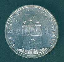 NSZK 1989J 10M Ag "800 éves a hamburgi kikötő" T:2 ph.