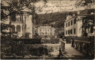 1909 Trencsénteplic, Trencianske Teplice; Gróf Seldern nyaralók. Wertheim Zsigmond kiadása / villas