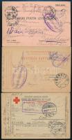 1915-1917 3 db hadifogoly levelezőlap 4-5 bélyegzéssel