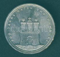 NSZK 1989J 10M Ag "800 éves a hamburgi kikötő" T:2 kis ph.