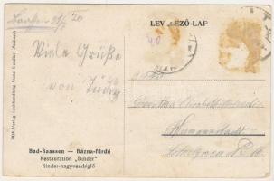 1920 Báznafürdő, Felsőbajom, Bad Baassen, Baiumul de Sus; Binder nagyvendéglő, étterem. Franz Wendle...