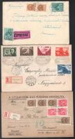 1940-1941 6 db ajánlott levél, közte helyi, expressz, alkalmi bélyegzés