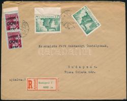 1946.01.17. (6. díjszabás) Helyi ajánlott levél tarifahelyes 1.600P vegyes bérmentesítéssel