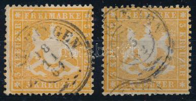 1861/1862 Forgalmi bélyeg vastag és vékony papírváltozata Mi 17 x + y (Mi EUR 92.-)