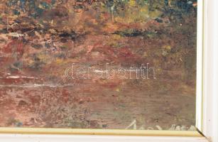 Kozma Imre (1933-2020): Ősz. Olaj, farost, jelzett, címkén feliratozott. Dekoratív, kissé kopott fak...